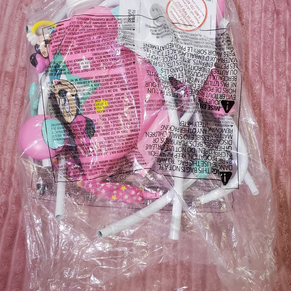 Disney Pink Minnie Mouse Stars & Smiles Infant Baby Toddler Bouncer Rocker Toy